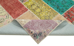 Handmade Area Rug - Pink Patchwork Wool & Cotton Carpet 6'10''x9'9'' by Agacan