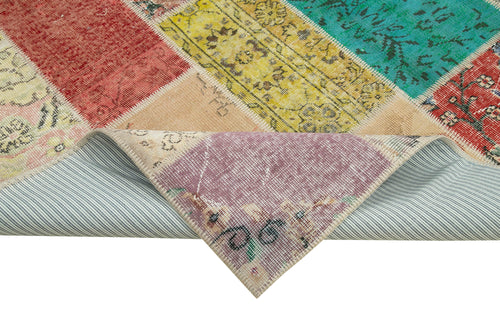 Handmade Area Rug - Pink Patchwork Wool & Cotton Carpet 6'10''x9'9'' by Agacan