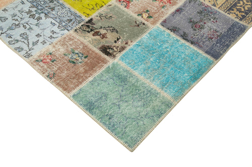 Kirk Yama Pink Patchwork Cotton Wool Handmade Area Rug 6'11'' x 9'10''