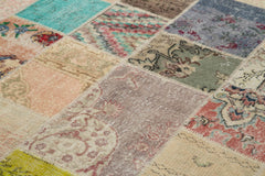 Kirk Yama Pink Patchwork Cotton Wool Handmade Area Rug 6'11'' x 9'10''