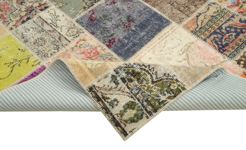 Kirk Yama Pink Patchwork Cotton Wool Handmade Area Rug 6'11'' x 9'10''