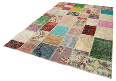 Kirk Yama Pink Patchwork Cotton Wool Handmade Area Rug 6'11'' x 9'10''