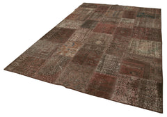 Kirk Yama Brown Patchwork Cotton Wool Handmade Area Rug 6'8'' x 9'11''