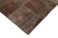 Kirk Yama Brown Patchwork Cotton Wool Handmade Area Rug 6'8'' x 9'11''