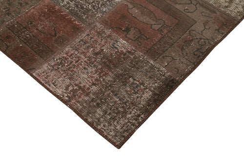 Kirk Yama Brown Patchwork Cotton Wool Handmade Area Rug 6'8'' x 9'11''