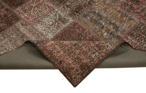Kirk Yama Brown Patchwork Cotton Wool Handmade Area Rug 6'8'' x 9'11''