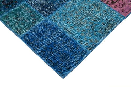 Kirk Yama Blue Patchwork Cotton Wool Handmade Area Rug 6'8'' x 9'10''