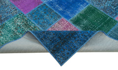 Kirk Yama Blue Patchwork Cotton Wool Handmade Area Rug 6'8'' x 9'10''