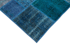 Kirk Yama Blue Patchwork Cotton Wool Handmade Area Rug 6'8'' x 9'10''