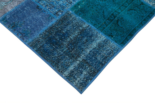 Kirk Yama Blue Patchwork Cotton Wool Handmade Area Rug 6'8'' x 9'10''