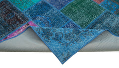 Kirk Yama Blue Patchwork Cotton Wool Handmade Area Rug 6'8'' x 9'10''