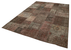 Kirk Yama Brown Patchwork Cotton Wool Handmade Area Rug 6'8'' x 9'10''