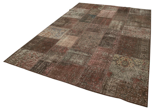 Kirk Yama Brown Patchwork Cotton Wool Handmade Area Rug 6'8'' x 9'10''