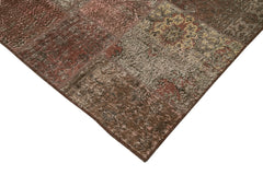 Kirk Yama Brown Patchwork Cotton Wool Handmade Area Rug 6'8'' x 9'10''