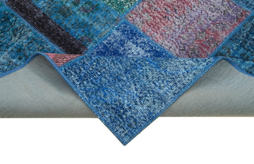 Kirk Yama Blue Patchwork Cotton Wool Handmade Area Rug 6'8'' x 9'10''