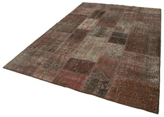Kirk Yama Brown Patchwork Cotton Wool Handmade Area Rug 6'8'' x 9'10''