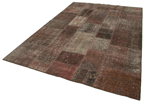 Kirk Yama Brown Patchwork Cotton Wool Handmade Area Rug 6'8'' x 9'10''
