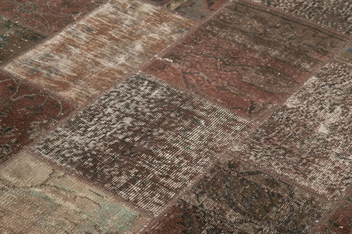 Kirk Yama Brown Patchwork Cotton Wool Handmade Area Rug 6'8'' x 9'10''