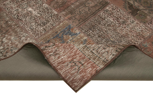 Kirk Yama Brown Patchwork Cotton Wool Handmade Area Rug 6'8'' x 9'10''