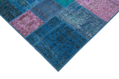Kirk Yama Blue Patchwork Cotton Wool Handmade Area Rug 6'8'' x 9'10''