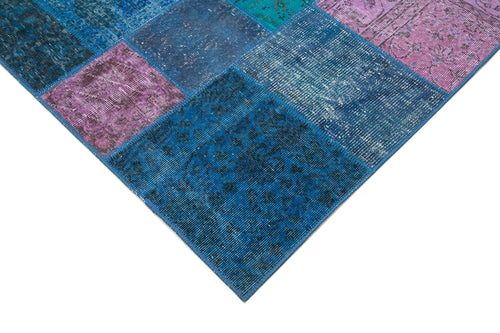 Kirk Yama Blue Patchwork Cotton Wool Handmade Area Rug 6'8'' x 9'10''