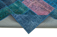 Kirk Yama Blue Patchwork Cotton Wool Handmade Area Rug 6'8'' x 9'10''