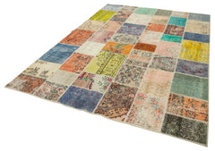 Kirk Yama Pink Patchwork Cotton Wool Handmade Area Rug 6'9'' x 9'9''