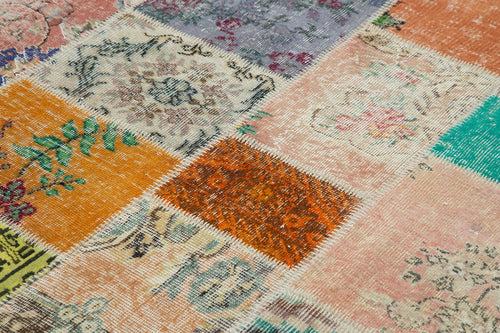 Kirk Yama Pink Patchwork Cotton Wool Handmade Area Rug 6'9'' x 9'9''