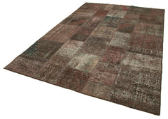 Kirk Yama Brown Patchwork Cotton Wool Handmade Area Rug 6'7'' x 9'9''