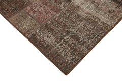 Kirk Yama Brown Patchwork Cotton Wool Handmade Area Rug 6'7'' x 9'9''