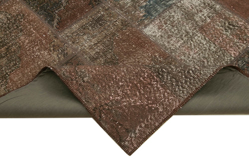 Kirk Yama Brown Patchwork Cotton Wool Handmade Area Rug 6'7'' x 9'9''