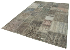 Kirk Yama Grey Patchwork Cotton Wool Handmade Area Rug 6'8'' x 9'9''