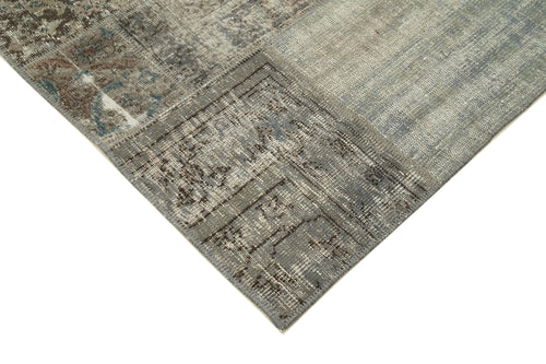 Kirk Yama Grey Patchwork Cotton Wool Handmade Area Rug 6'8'' x 9'9''