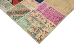 Kirk Yama Pink Patchwork Cotton Wool Handmade Area Rug 6'8'' x 9'7''