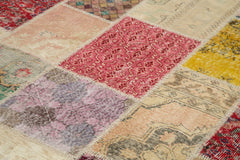 Kirk Yama Pink Patchwork Cotton Wool Handmade Area Rug 6'8'' x 9'7''