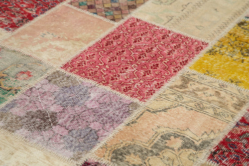 Kirk Yama Pink Patchwork Cotton Wool Handmade Area Rug 6'8'' x 9'7''