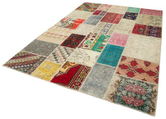 Kirk Yama Pink Patchwork Cotton Wool Handmade Area Rug 6'8'' x 9'9''
