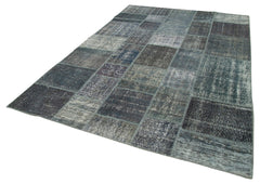 Kirk Yama Grey Patchwork Cotton Wool Handmade Area Rug 6'9'' x 9'11''