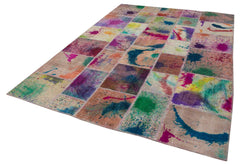 Kirk Yama Pink Patchwork Cotton Wool Handmade Area Rug 6'8'' x 9'9''