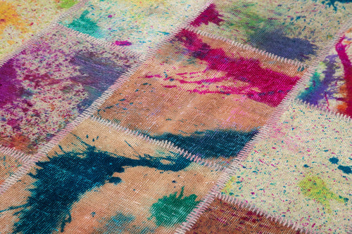 Kirk Yama Pink Patchwork Cotton Wool Handmade Area Rug 6'8'' x 9'9''