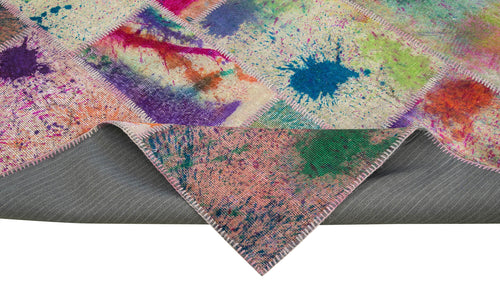 Kirk Yama Pink Patchwork Cotton Wool Handmade Area Rug 6'8'' x 9'9''