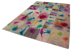 Kirk Yama Pink Patchwork Cotton Wool Handmade Area Rug 6'8'' x 9'9''