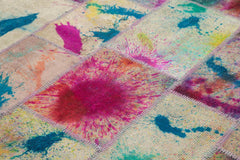 Kirk Yama Pink Patchwork Cotton Wool Handmade Area Rug 6'8'' x 9'9''