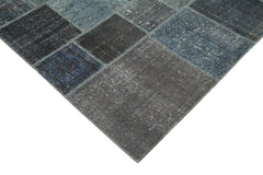 Handmade Area Rug - Kirk Yama Grey Patchwork Cotton Wool Carpet 6'9''x9'11''