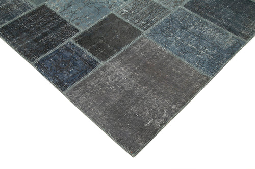 Handmade Area Rug - Kirk Yama Grey Patchwork Cotton Wool Carpet 6'9''x9'11''