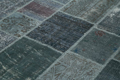 Handmade Area Rug - Kirk Yama Grey Patchwork Cotton Wool Carpet 6'9''x9'11''