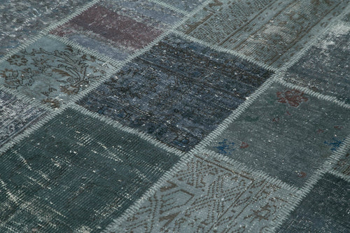 Handmade Area Rug - Kirk Yama Grey Patchwork Cotton Wool Carpet 6'9''x9'11''