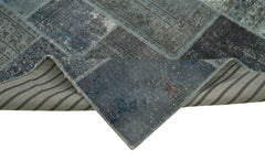 Handmade Area Rug - Kirk Yama Grey Patchwork Cotton Wool Carpet 6'9''x9'11''