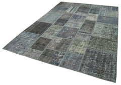 Kirk Yama Grey Patchwork Cotton Wool Handmade Area Rug 6'9'' x 9'11''