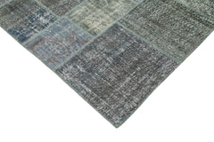Kirk Yama Grey Patchwork Cotton Wool Handmade Area Rug 6'9'' x 9'11''